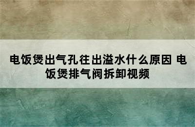 电饭煲出气孔往出溢水什么原因 电饭煲排气阀拆卸视频